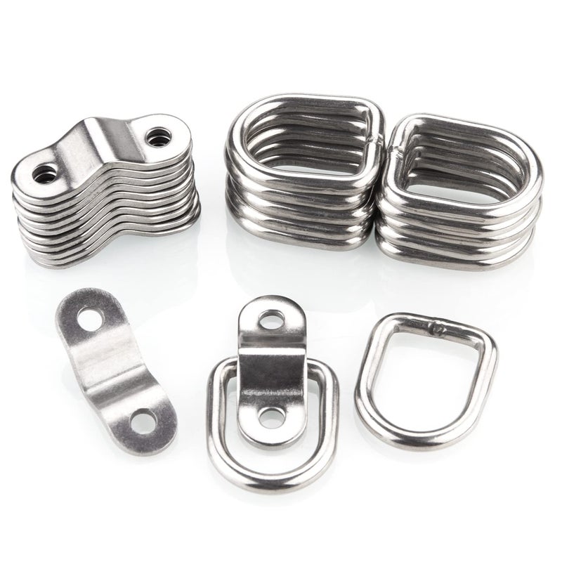 CenterZ 12 Pack Tie Down Rings with Mounting Bracket, Heavy Duty Stainless Steel Lashing Ring D-Ring Anchor Point, 1/4" Surface Mount for Trailer Truck Hauling, Cargo Load, RV Pickup Camper and Boats - Image 1